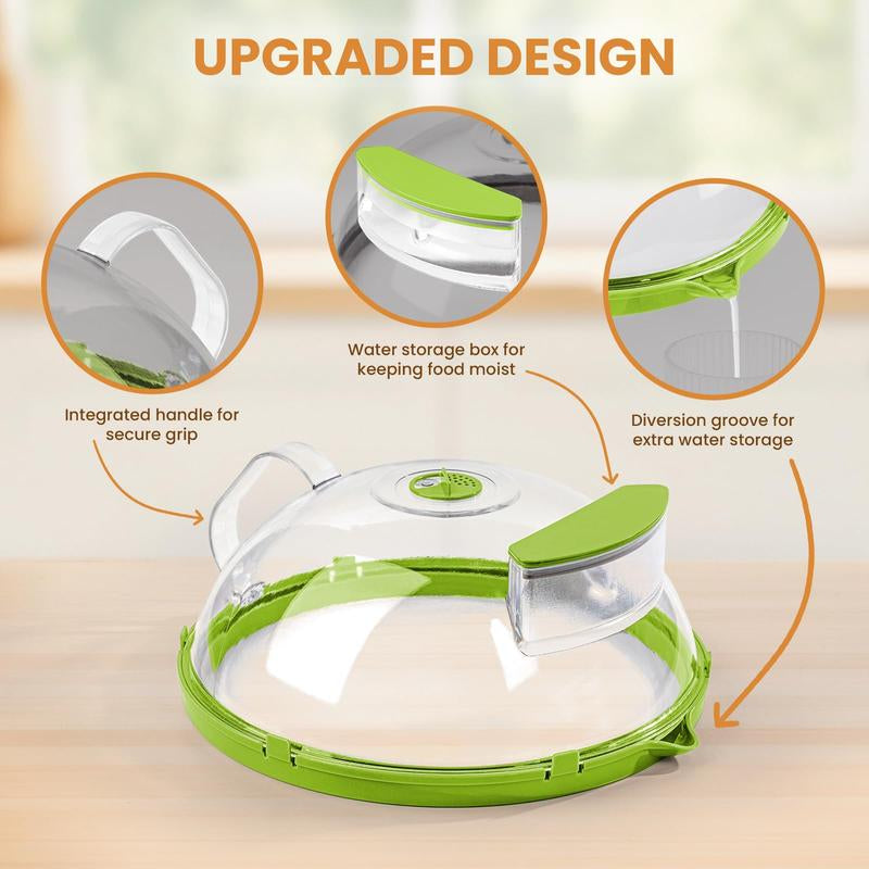 UFORU 2-In-1 Clear Microwave Splatter Cover with Steamer, 10" Food Safe Lid for Reheating/Defrosting, Kitchen Essential Gadget